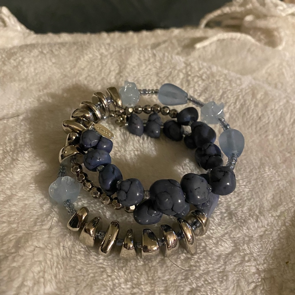 Chico's Blue & Silver Stretch Bracelet